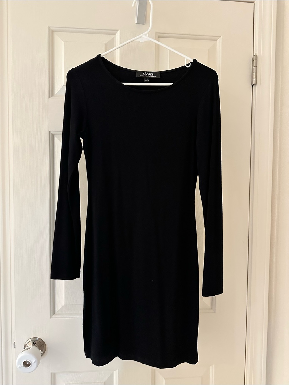 Lulu's Black Long-Sleeve Scoop Neck Mini Dress